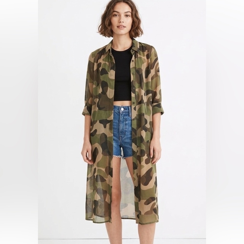 Madewell Camouflage Vintage Y2K Sheer Cardigan Kimono Streetwear Utility Size 2